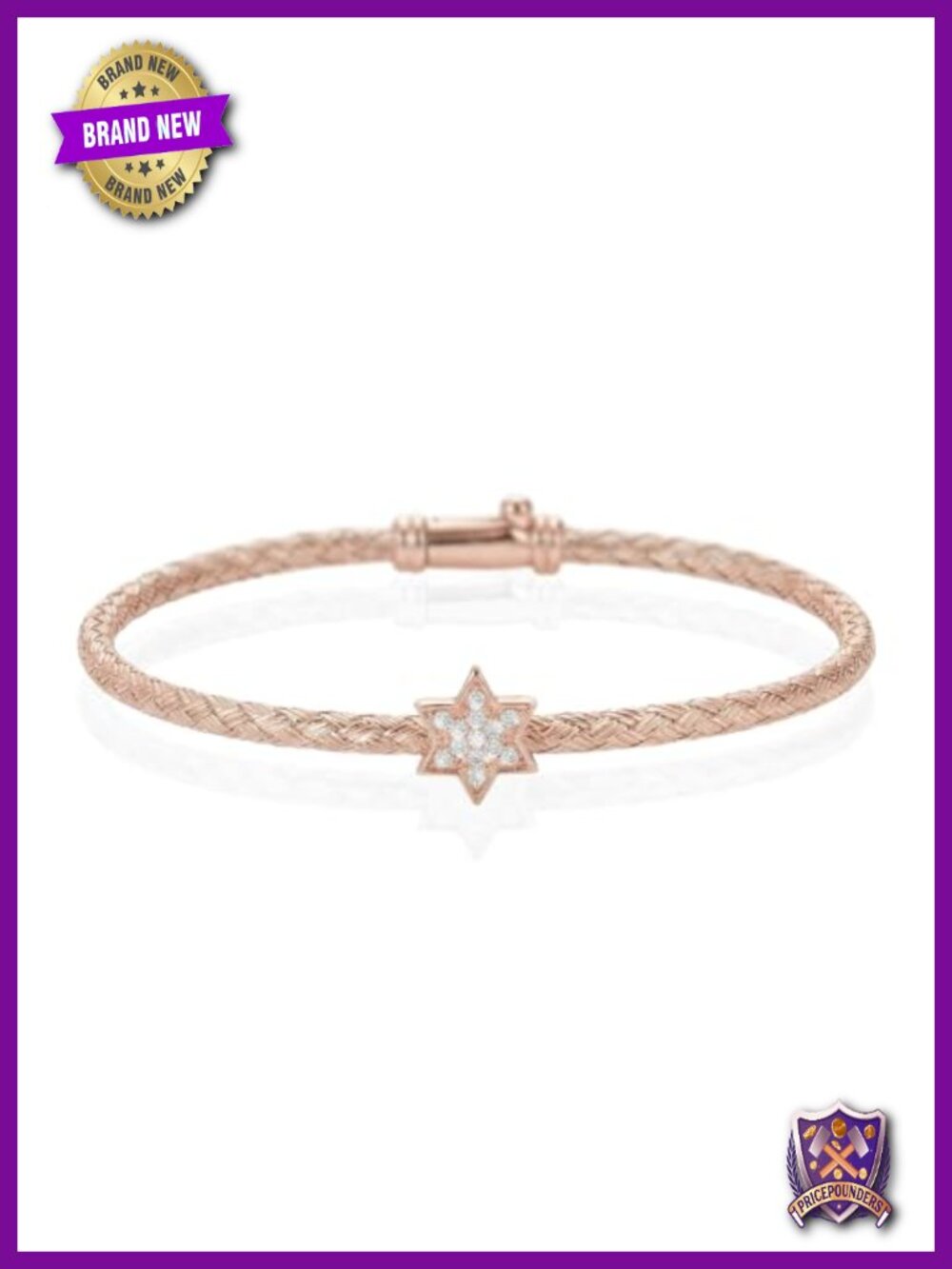 Star of David Bangle Sterling Silver CZ Jewish Women Gift
